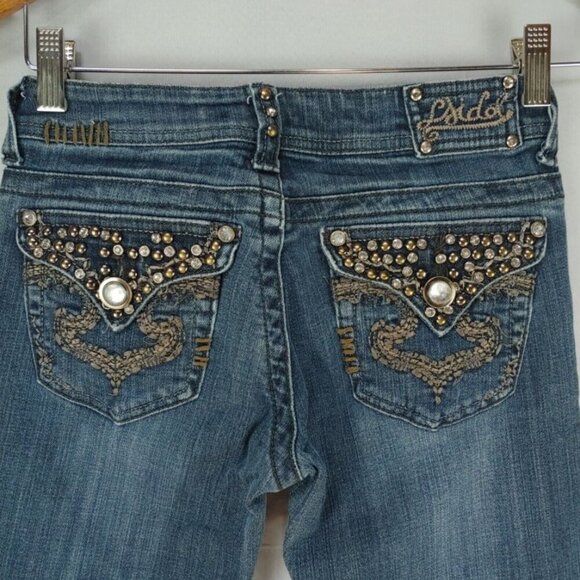 LA Idol Bootcut Jeans Women's Size 1 Rhinestone Embellishments Embroidery Rodeo - Picture 7 of 9